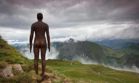 Antony Gormley statue in the Austrian Alps