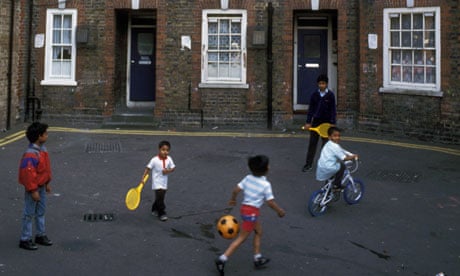 Bengali children playing in Spitalfields council estate