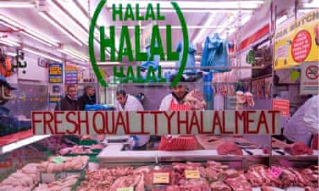 Butcher selling halal meat
