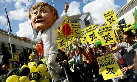 Anti-nuclear protests outside the chancellery in Berlin