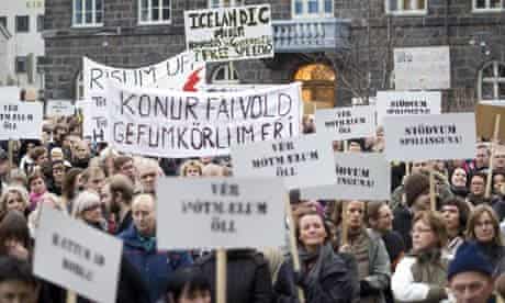 People take to the streets of Reykjavik