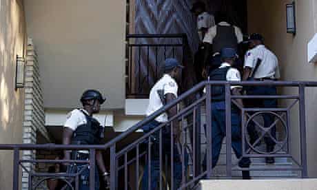 Haiti police at the Hotel Karibe in Port-au-Prince to bring out Jean Claude 'Baby Doc' Duvalier.
