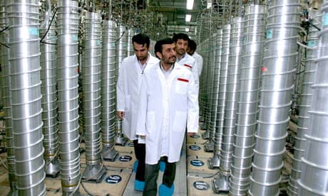 The Iranian president, Mahmoud Ahmadinejad, inspecting the Natanz nuclear plant