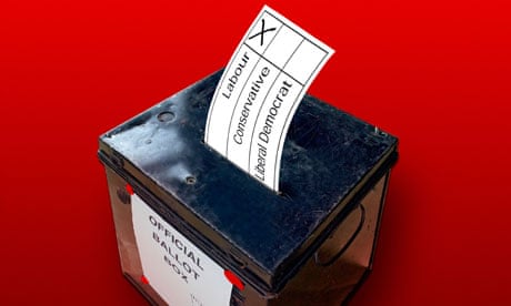 British election ballot box with voting slip into the slot.. Image shot 2006. Exact date unknown.