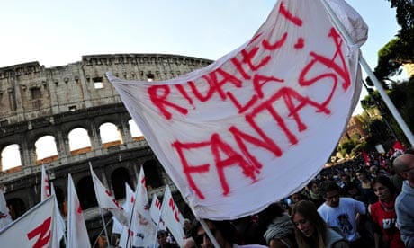 Protesters in Rome, Italy
