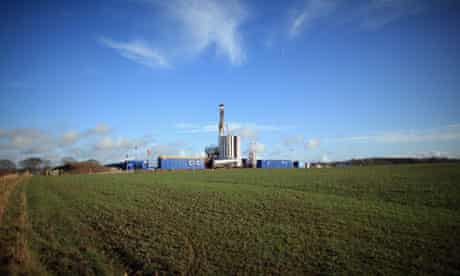 The drilling rig of Cuadrilla Resources searches for shale gas, near Blackpool, Lancashire