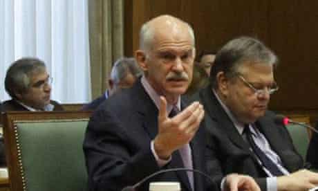 Greece's Prime Minister George Papandreou leads a cabinet meeting in Athens