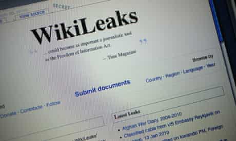 Screenshot of WikiLeaks homepage