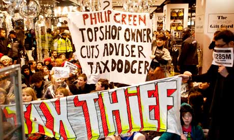 UK Uncut activists at Topshop in December