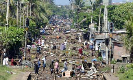 Trail of destruction in Sri Lanka after the 2004 tsunami