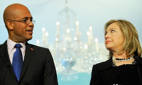 Michel Martelly and Hillary Clinton