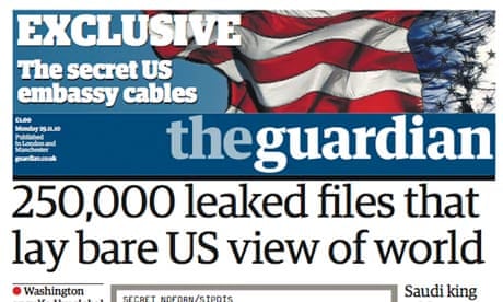 Guardian front page with WikiLeaks