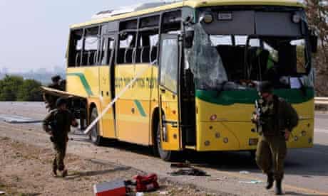 Israeli school bus after attack
