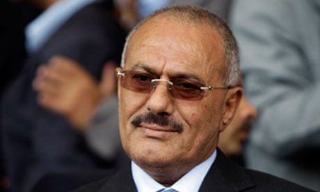 File photo of Yemen's President Ali Abdullah Saleh addressing pro-government supporters in Sanaa