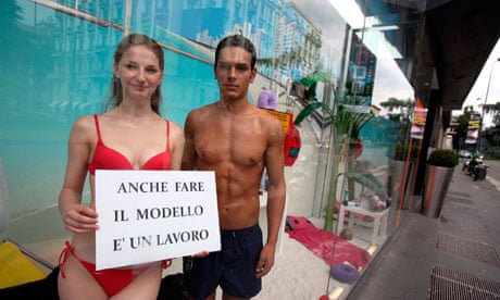 Models protest, Milan, Italy