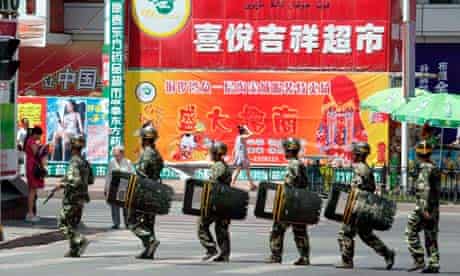 Chinese patrol Urumqi