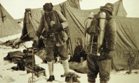 Andrew Irvine and George Mallory prepare for their final ascent to Everest's summit