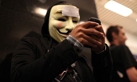 A demonstrator from the hacker group Anonymous, August 2011