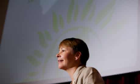 Caroline Lucas addressing Green party conference