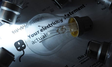 Light bulbs placed on electricity bill 