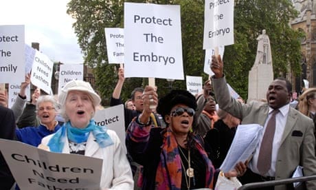 Anti-abortion campaigners, fighting to lower the age limit, protest outside parliament in 2008.