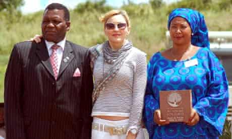 Madonna with Malawi's Education Minister George Chaponda