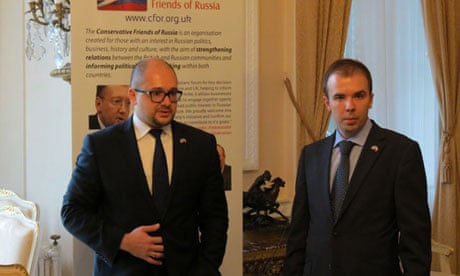 Sergey Nalobin, left, at the launch of Conservative Friends of Russia at the Russian embassy