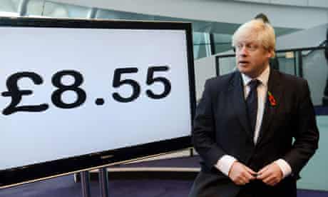 Boris Johnson announces the new London living wage rate at city hall.