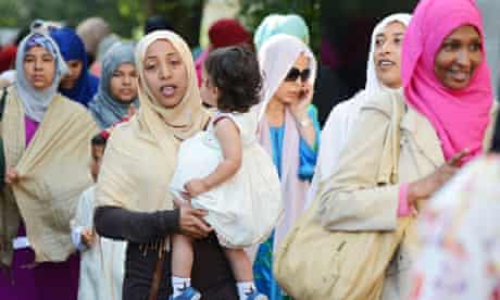 Muslim women celebrate Eid al-Fitr at the Regent's Park Mosque in London