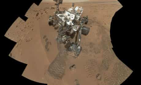 The Curiosity rover on Mars.