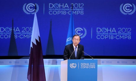 UN chief Ban Ki-moon at Doha climate talks 