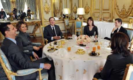 Bashar al-Assad and his wife lunching at the Elysée palace, 2010