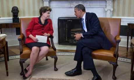 President Barack Obama meets with President Dilma Rousseff of Brazil
