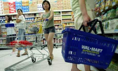 Chinese women shop at Wal-Mart Supercenter in Jinan