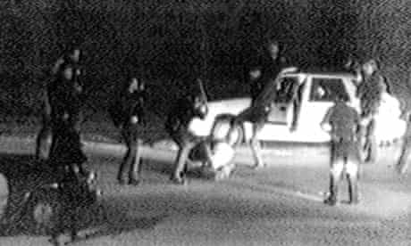 The police beating of Rodney King, captured on video tape