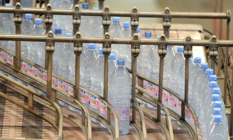 Bottles of Evian at French assembly plant 