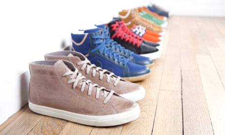 Veja trainers lined up against a wall 