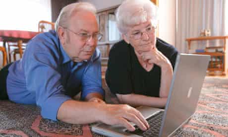 Elderly couple using a computer 