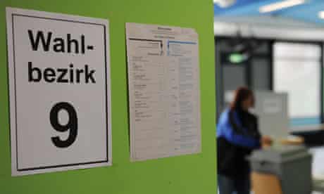 A polling station in Harrislee, for the Schleswig-Holstein state election.