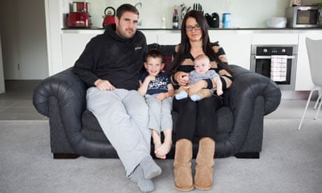 Nicola Probert and Tony Hodge at home in Bristol with their son Finley and baby Bobby.