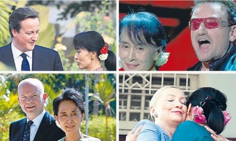 Aung San Suu Kyi with David Cameron, Bono, William Hague and Hillary Clinton