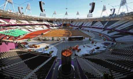 Olympic cauldron is repositioned in stadium