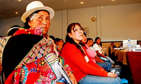 A Quechua leader at a meeting on rural women in Bolivia.