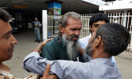 Missing Bangladeshi Moslemuddin Sarkar is hugged by his brother