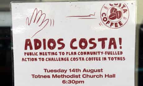 A poster advertising a meeting against the Costa shop.