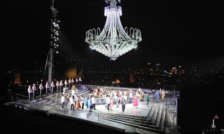 Opera Australia during the dress rehearsal for La Traviata on Sydney harbour in March 2012. 