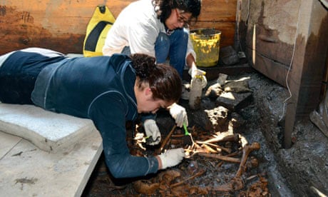 Archaeologists work at Templo Mayor in Mexico City