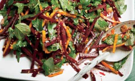 Yotam Ottolenghi's raw beetroot and herb leaf salad