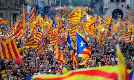 Supporters of independenc 008 Catalan independence rally brings Barcelona to a standstill | Spain | The Guardian