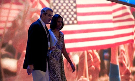 Michelle Obama prepares for her speech at the Democratic national convention in  Charlotte